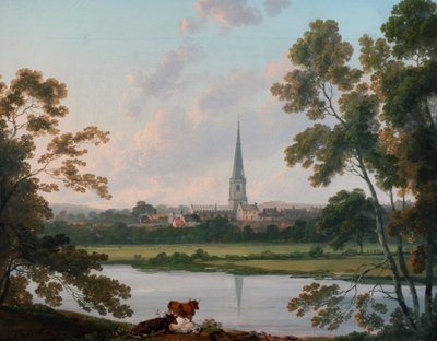 Uitzicht op Masham en de rivier de Ure bij Masham, 1816 door Julius Caesar Ibbetson